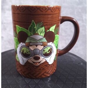 Disney Parks Mug Animal Kingdom Safari Mickey Brown Ceramic Tribal Official‎